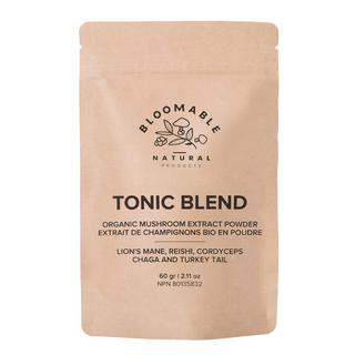 Tonic Blend by Bloomable - Lion's Mane, Turkey Tail, Reishi, Chaga and Cordyceps Extract Mushroom Powder Blend (60 gr)