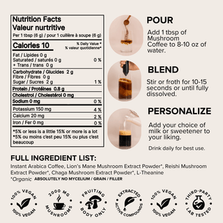 Mushroom Coffee with Lion’s Mane, Reishi, Chaga & L - Theanine (30 servings) - Bloomable