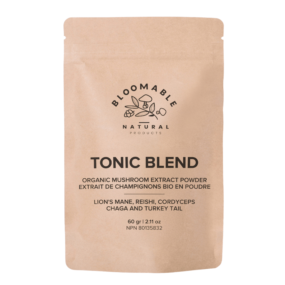 Tonic Blend by Bloomable - Lion's Mane, Turkey Tail, Reishi, Chaga and Cordyceps Extract Mushroom Powder Blend (60 gr) - Bloomable Natural Products